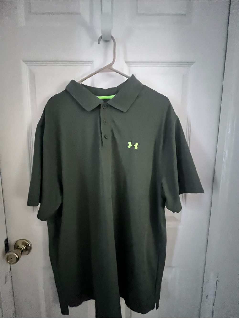 Under Armour Olive Polo with Neon Green Logo
